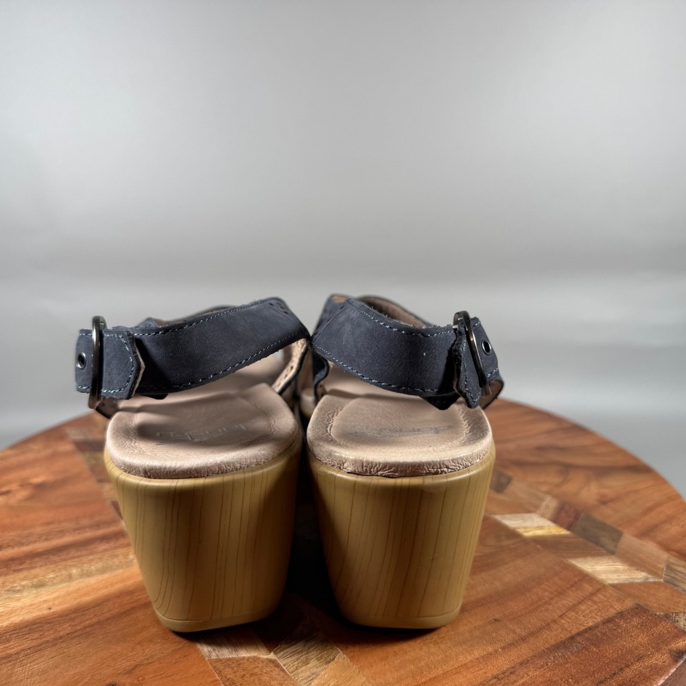 Dansko Womens Blue Perforated Leather Wedge Sandals Size 40 Buckle Strap Comfort - Picture 4 of 6